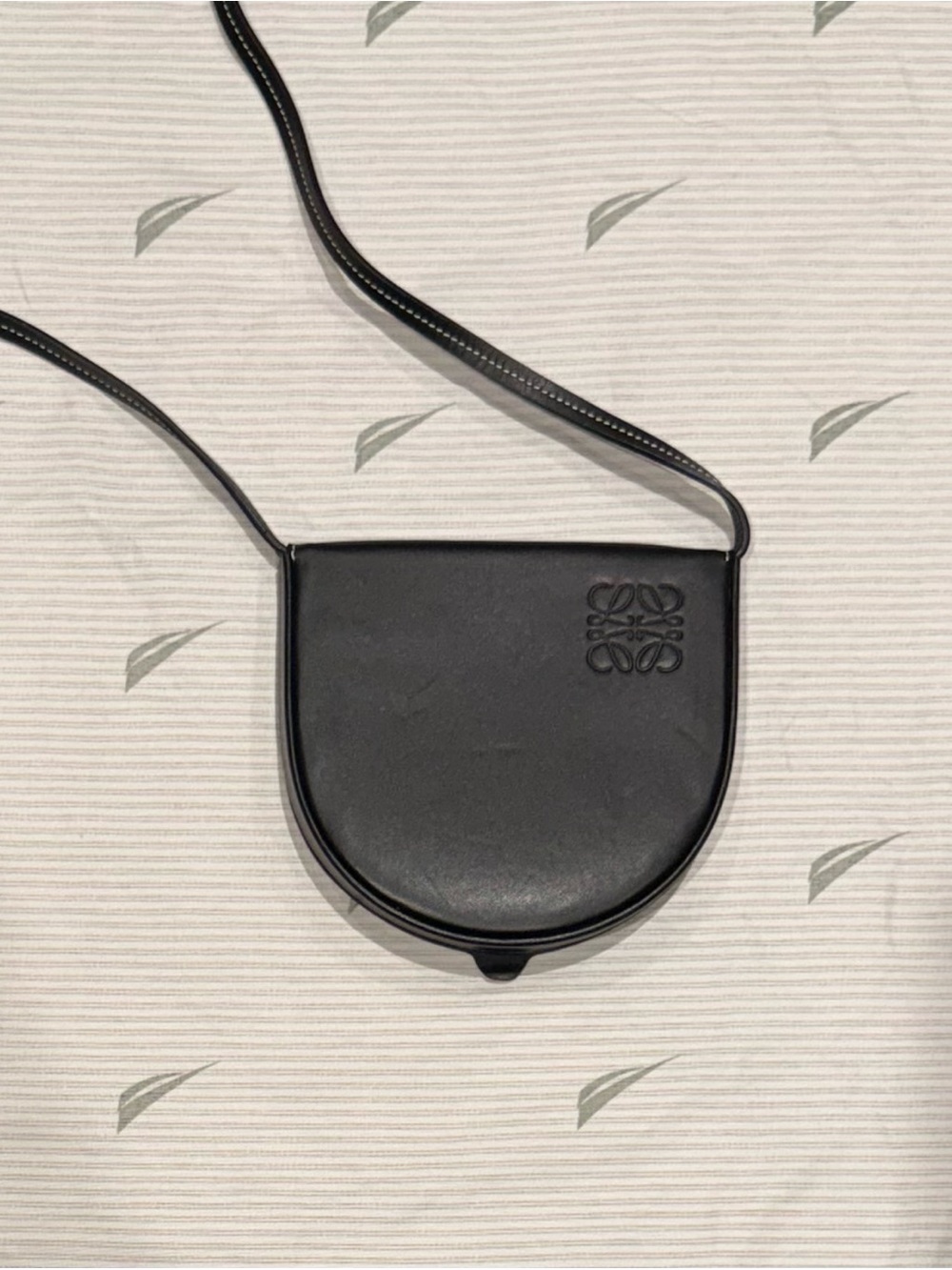 Loewe Black Half-Moon Leather Crossbody with Anagram Detail